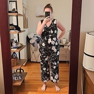 Calvin Klein Black and White Floral Jumper
